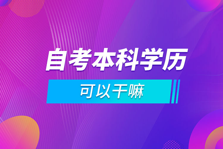 自考本科學(xué)歷可以干嘛