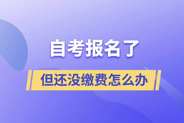 自考報名了但還沒繳費怎么辦