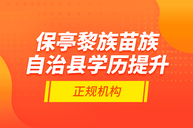 保亭黎族苗族自治縣學歷提升的正規(guī)機構